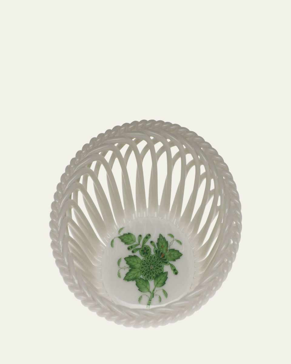 Chinese Bouquet Green Small Openwork Basket